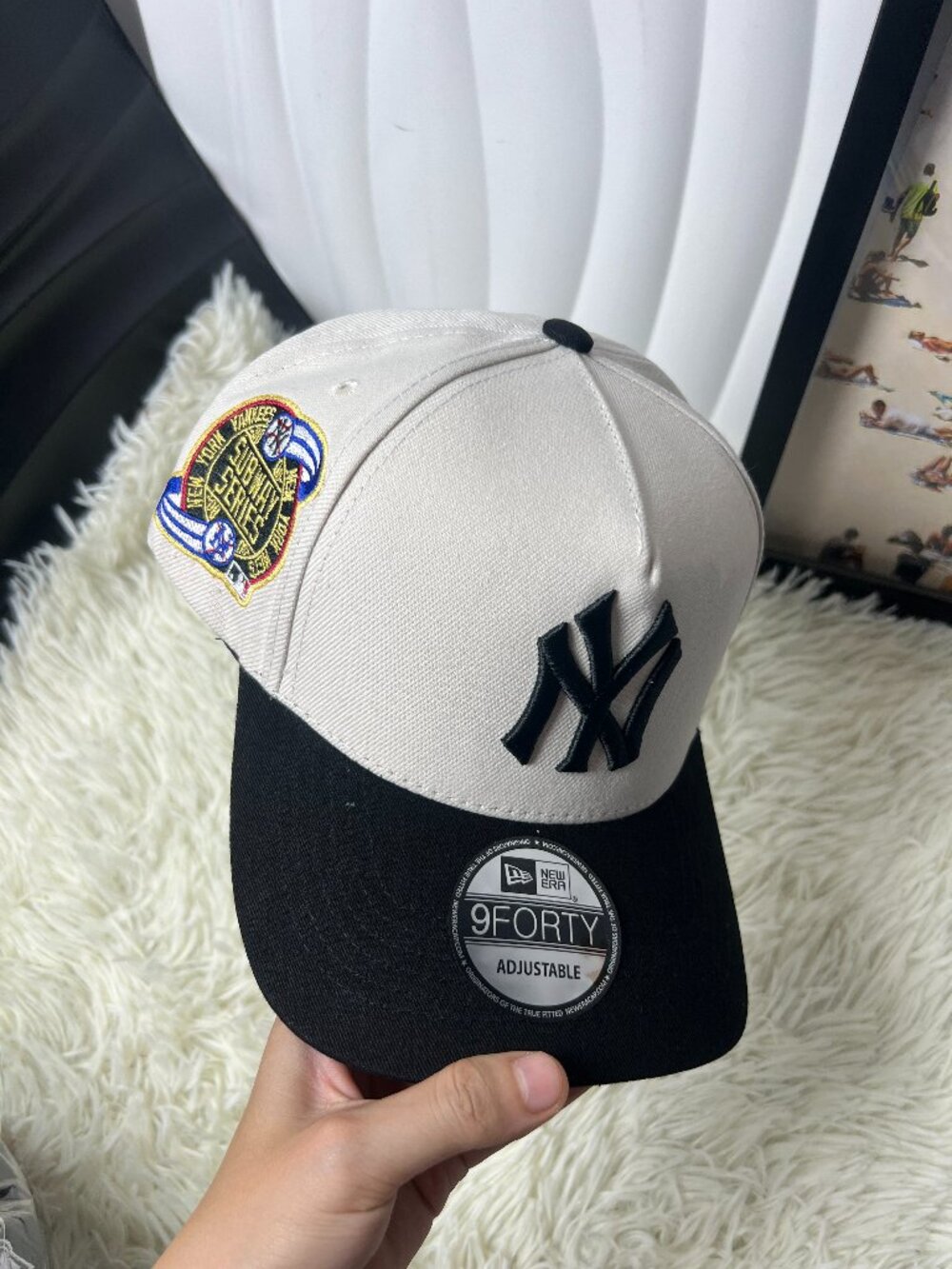 New Era NY Yankees 9FORTY Cream Black Subway Series Adjustable Cap